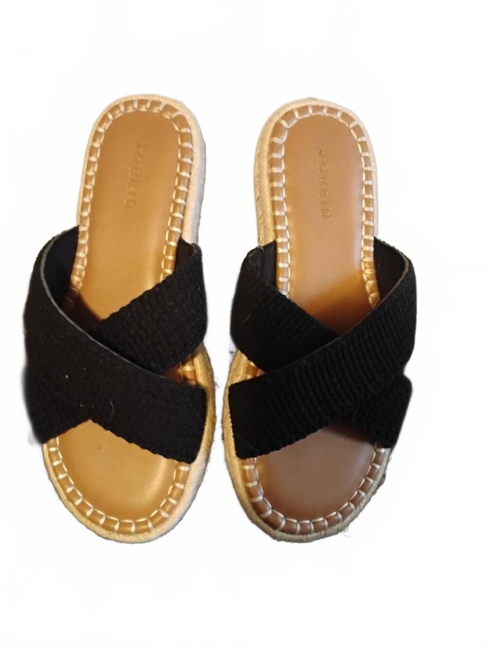 Torrid Black Crisscross Espadrille Slide Sandals